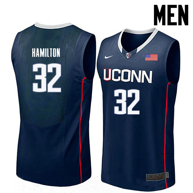 Men Uconn Huskies #32 Richard Hamilton College Basketball Jerseys-Navy
